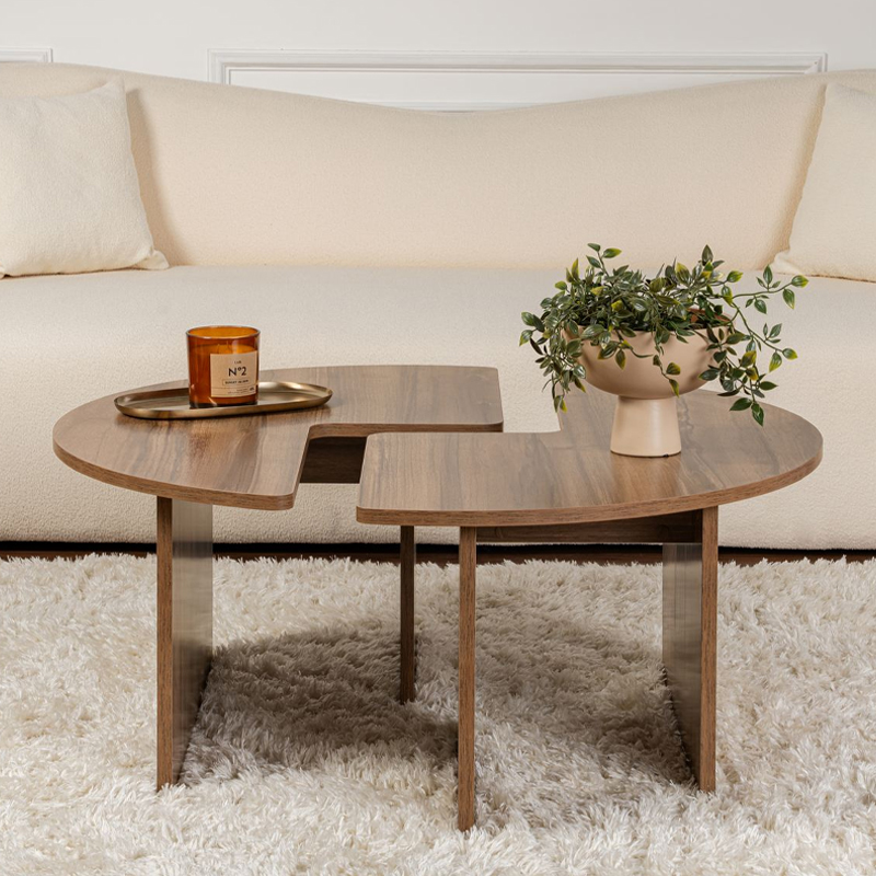 Moira Megapap melamine coffee table in walnut color Ø90x41cm.