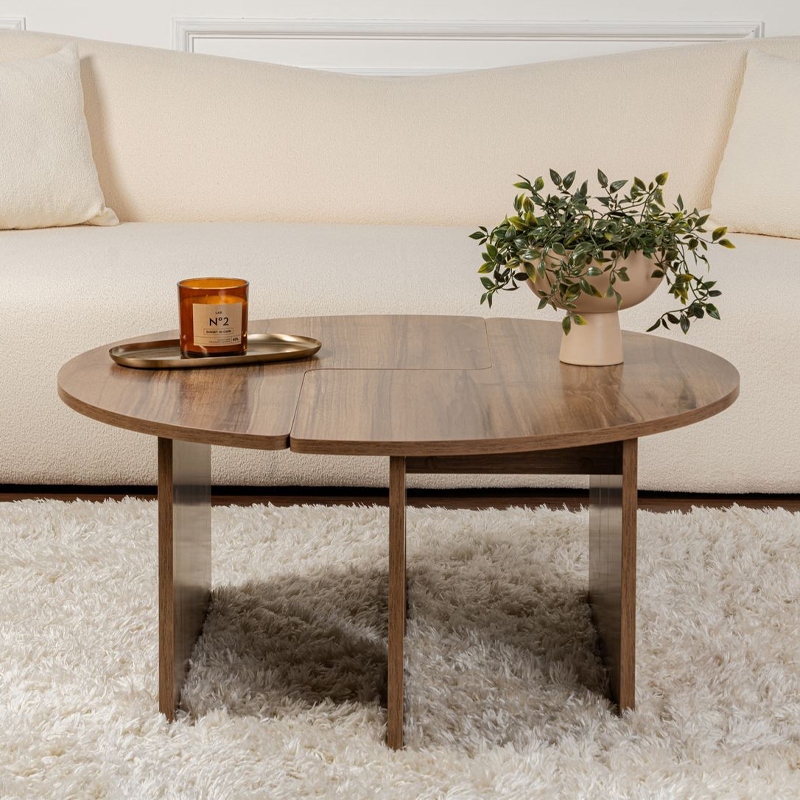 Moira Megapap melamine coffee table in walnut color Ø90x41cm.
