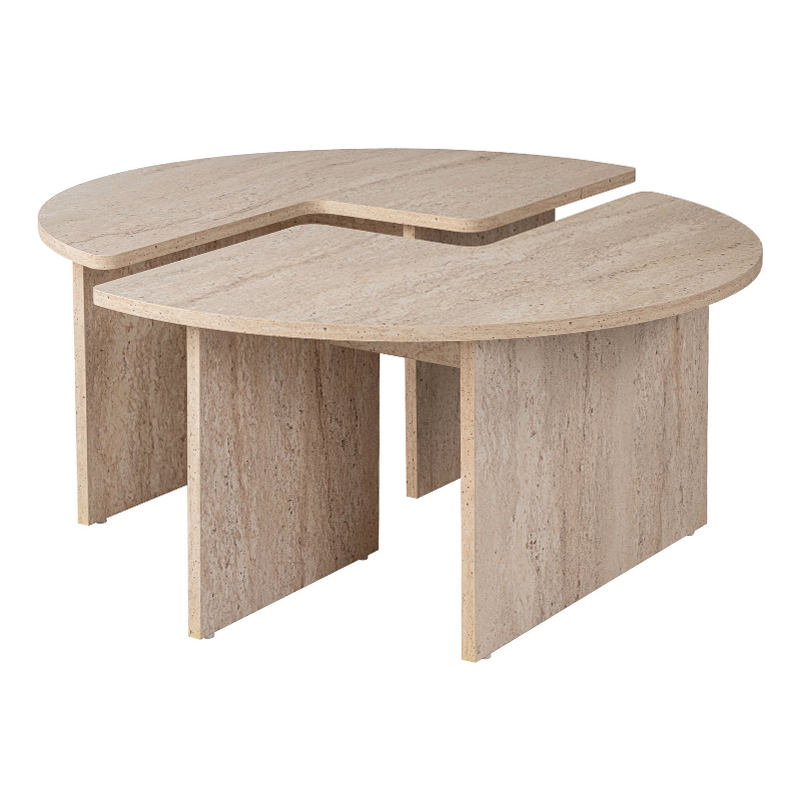 Moira Megapap melamine coffee table in travertine color Ø90x41cm.