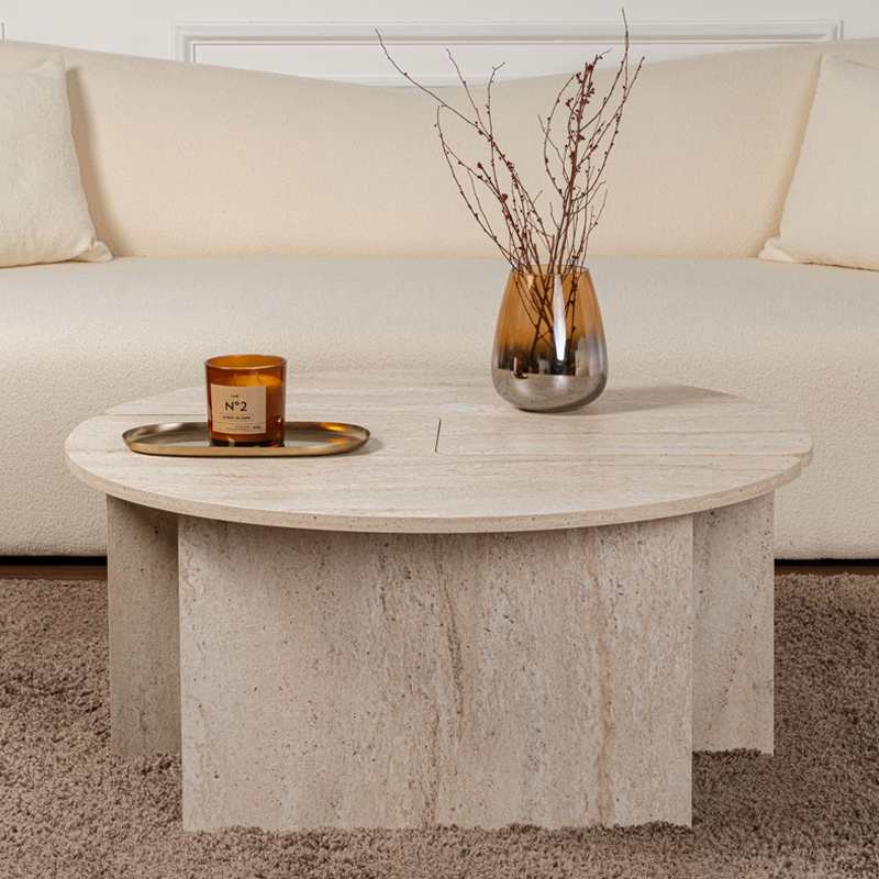 Moira Megapap melamine coffee table in travertine color Ø90x41cm.