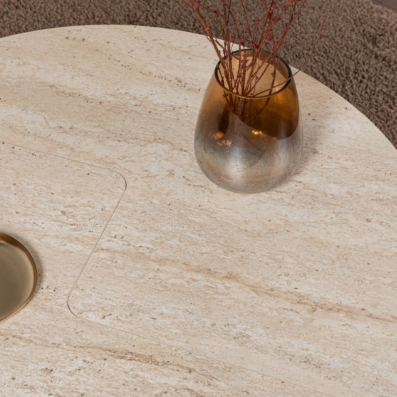 Moira Megapap melamine coffee table in travertine color Ø90x41cm.