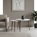 Nola Megapap melamine coffee table 2 pieces in white color Ø60x46cm.