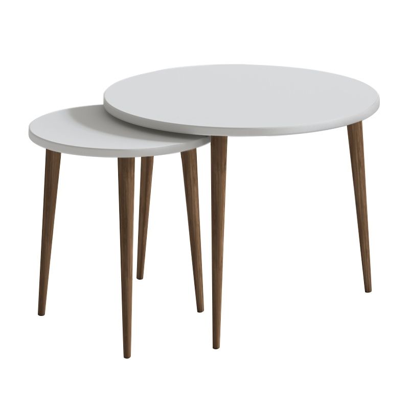 Nola Megapap melamine coffee table 2 pieces in white color Ø60x46cm.