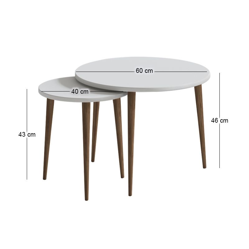 Nola Megapap melamine coffee table 2 pieces in white color Ø60x46cm.