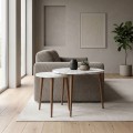 Nola Megapap melamine coffee table 2 pieces in white marble effect color Ø60x46cm.