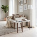 Nola Megapap melamine coffee table 2 pieces in white marble effect color Ø60x46cm.