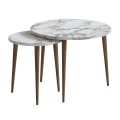 Nola Megapap melamine coffee table 2 pieces in white marble effect color Ø60x46cm.