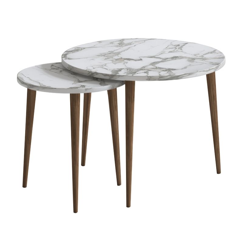 Nola Megapap melamine coffee table 2 pieces in white marble effect color Ø60x46cm.