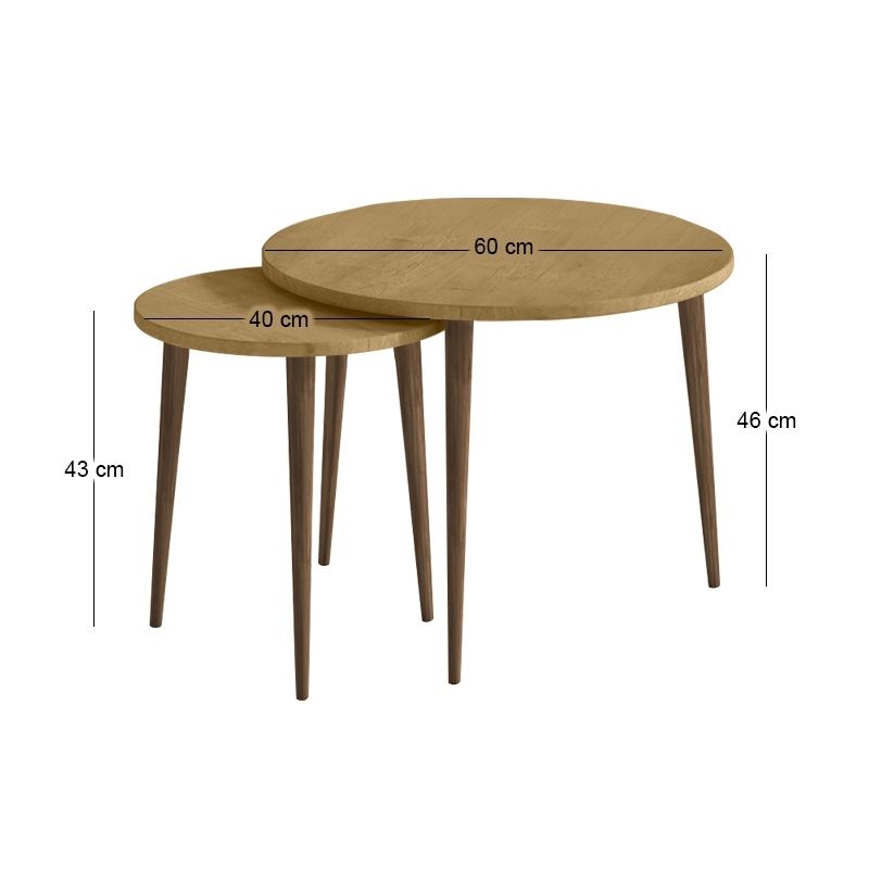 Nola Megapap melamine coffee table 2 pieces in sapphire oak color Ø60x46cm.