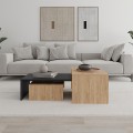 Kanta Megapap set of 3 pcs coffee table in sapphire oak - silky black color 80x50x40.5cm.