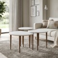 Nola Megapap melamine coffee table 3 pieces in white color Ø60x46cm.