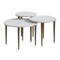 Nola Megapap melamine coffee table 3 pieces in white color Ø60x46cm.