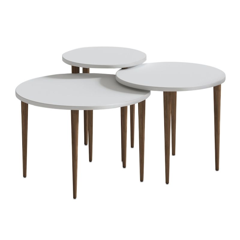 Nola Megapap melamine coffee table 3 pieces in white color Ø60x46cm.