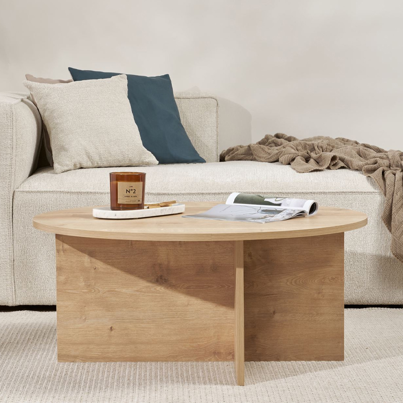 Soleil Megapap melamine coffee table in sapphire oak color Ø90x40cm.
