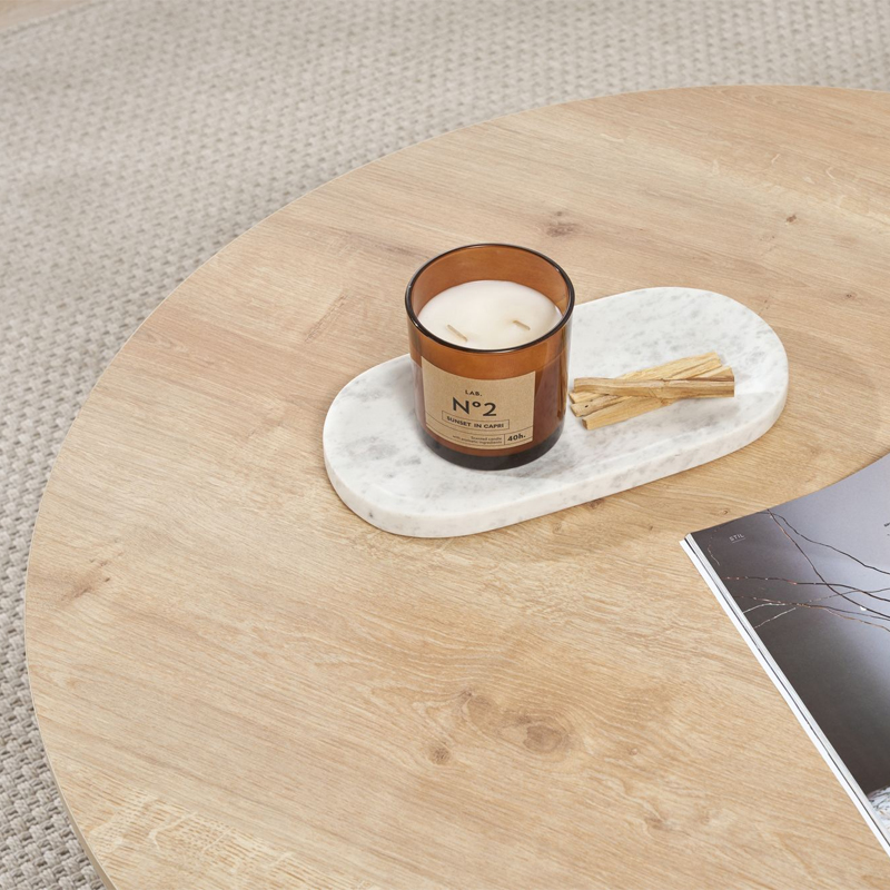 Soleil Megapap melamine coffee table in sapphire oak color Ø90x40cm.
