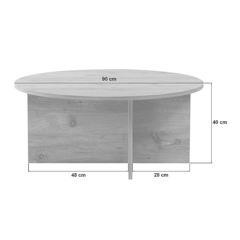 Soleil Megapap melamine coffee table in sapphire oak color Ø90x40cm.