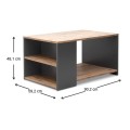 Sylvia Megapap melamine coffe table in pine oak - anthracite color 90,2x59,2x48,1cm.