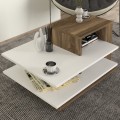 Venus Megapap melamine coffee table in white - walnut color 85x60x43,6cm.
