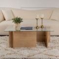 Vetrino Megapap melamine - tempered glass coffee table in honey oak color 105x65x40cm.
