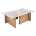 Vetrino Megapap melamine - tempered glass coffee table in honey oak color 105x65x40cm.
