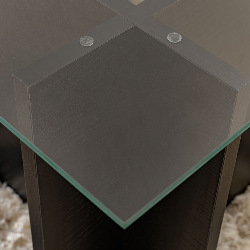 Vetrino Megapap melamine - tempered glass coffee table in black color 105x65x40cm.