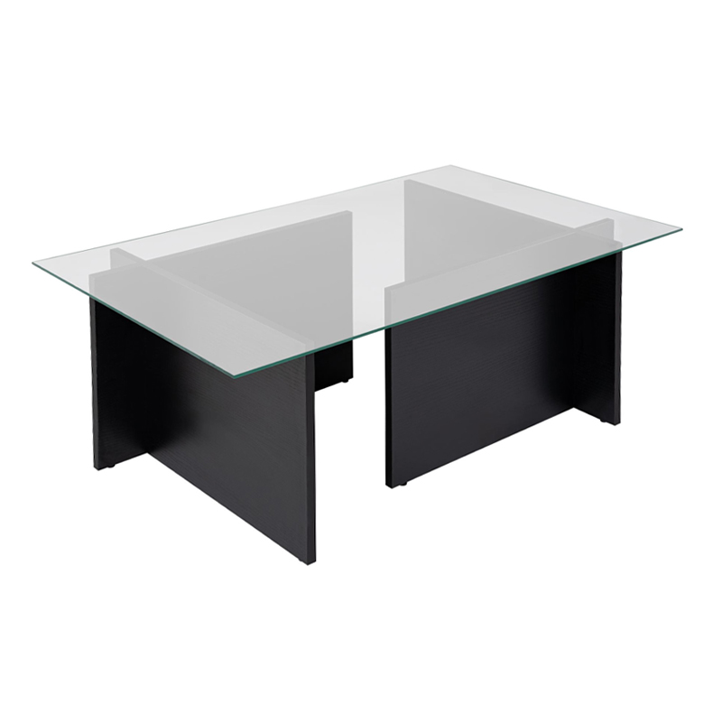 Vetrino Megapap melamine - tempered glass coffee table in black color 105x65x40cm.