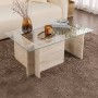 Vetrino Megapap melamine - tempered glass coffee table in travertine color 105x65x40cm.