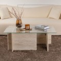 Vetrino Megapap melamine - tempered glass coffee table in travertine color 105x65x40cm.