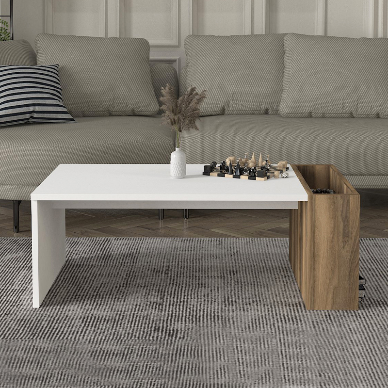 View Megapap melamine coffee table in white - walnut color 95x50x34cm.