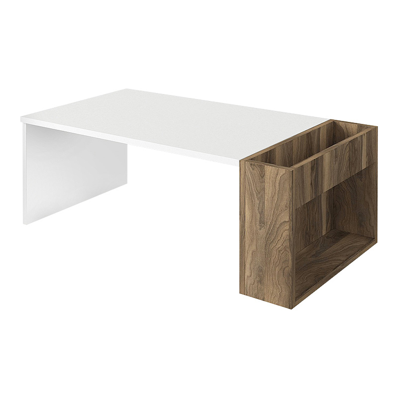 View Megapap melamine coffee table in white - walnut color 95x50x34cm.