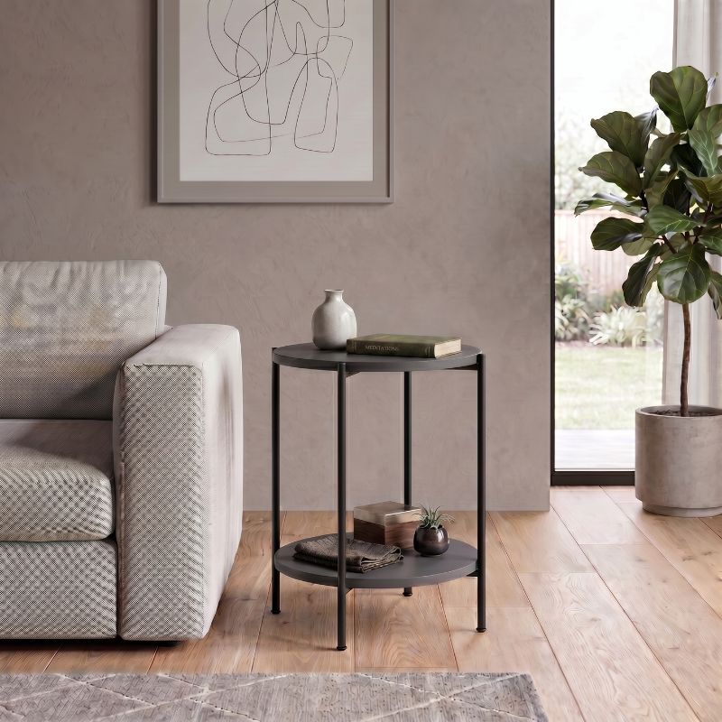 Argento Megapap metallic - melamine side table in anthracite color 43x43x60cm.