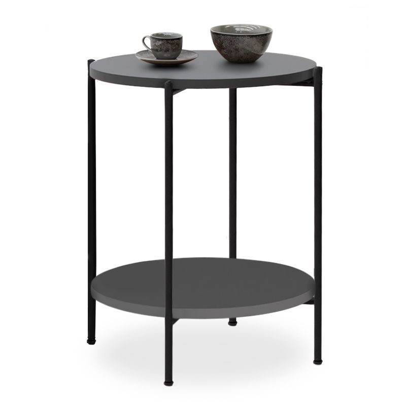 Argento Megapap metallic - melamine side table in anthracite color 43x43x60cm.