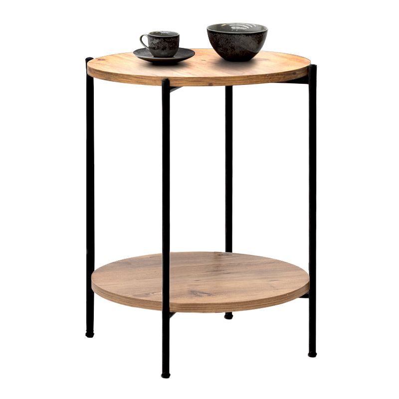 Argento Megapap metallic - melamine side table in pine oak color 43x43x60cm.