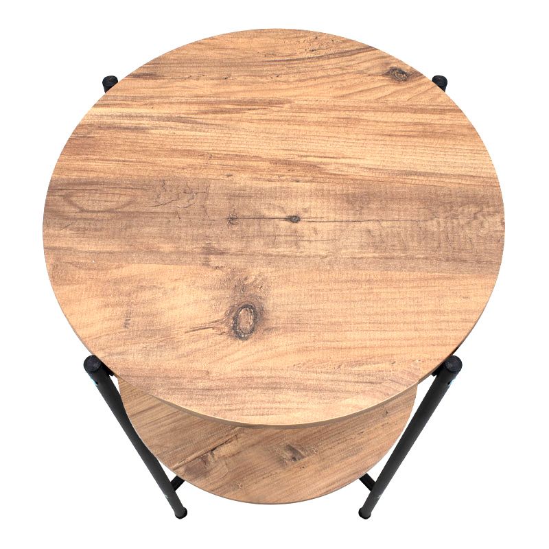 Argento Megapap metallic - melamine side table in pine oak color 43x43x60cm.