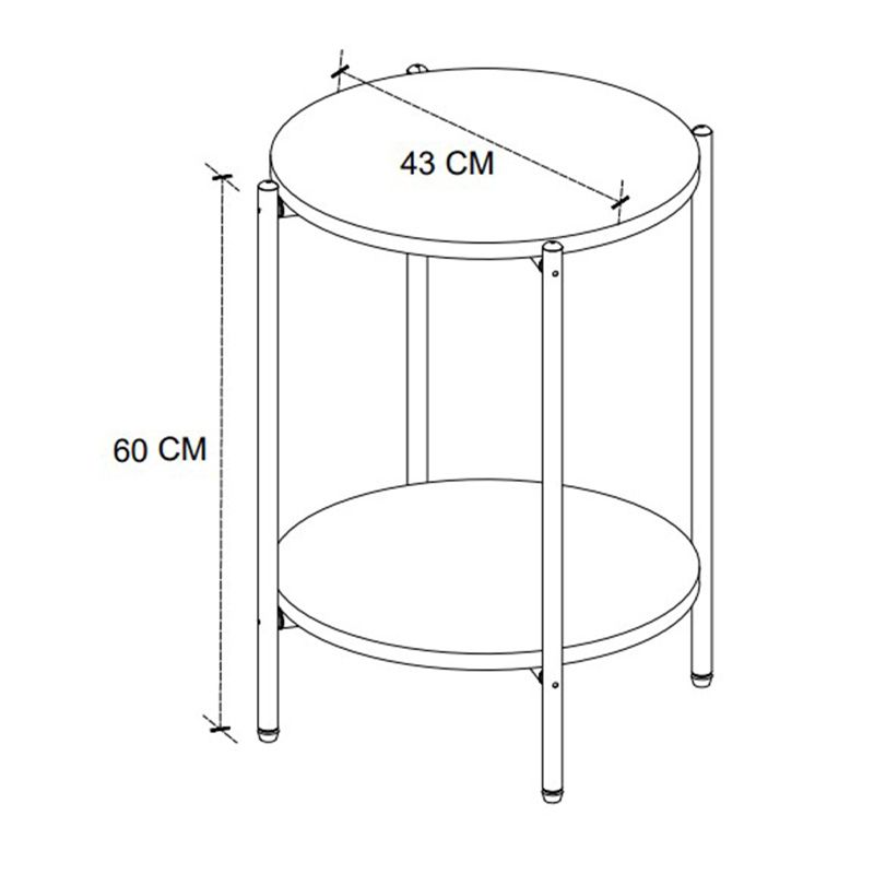 Argento Megapap metallic - melamine side table in pine oak color 43x43x60cm.