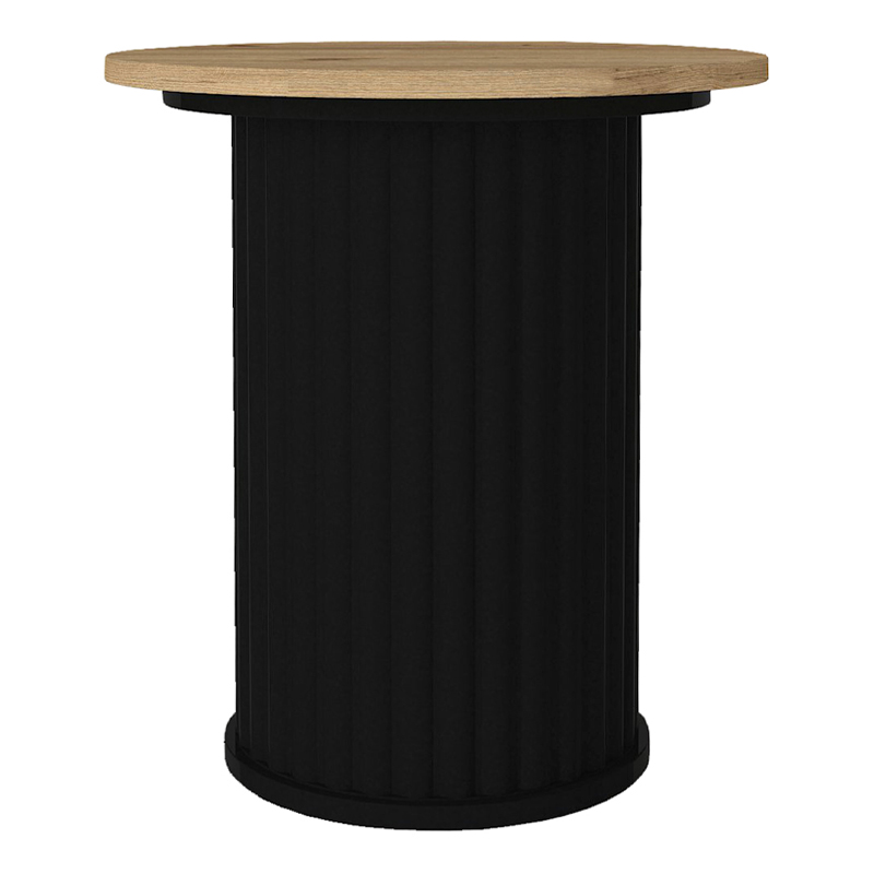 Bohema Megapap melamine side table in black - sepet oak color Ø50x53,2cm.