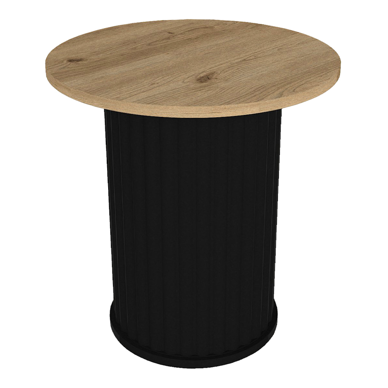 Bohema Megapap melamine side table in black - sepet oak color Ø50x53,2cm.