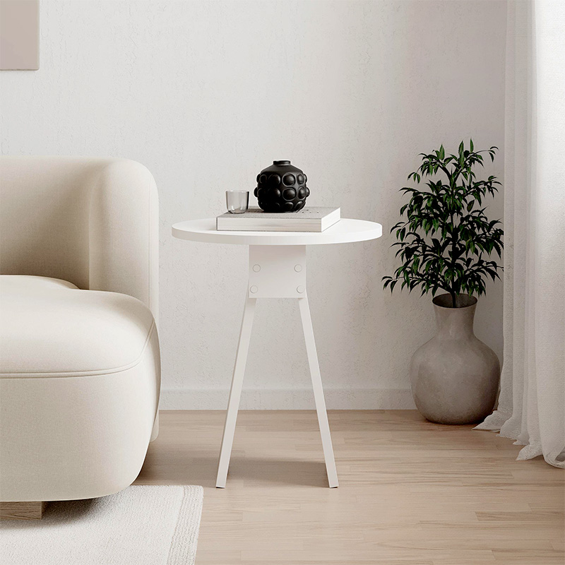 Chen Megapap melamine side table in white color Ø42x50cm.
