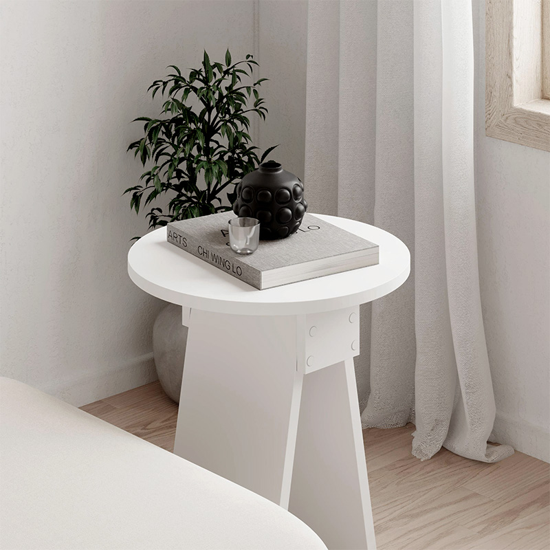 Chen Megapap melamine side table in white color Ø42x50cm.
