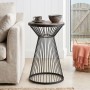 Cresta Megapap metal - MDF side table in black - walnut color Ø34,5x58,5cm.