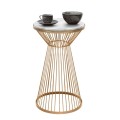 Cresta Megapap metal - MDF side table in gold - white marble color Ø34,5x58,5cm.