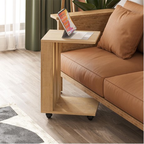 Τραπεζάκι βοηθητικό Edi Megapap χρώμα sapphire oak 37x45x60εκ.