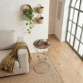 Girene Megapap metallic - Mdf side table in silver - black color 32x32x58cm.