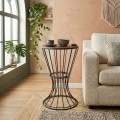 Girene Megapap metallic - Mdf side table in walnut - black color 32x32x58cm.