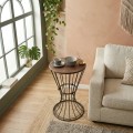 Girene Megapap metallic - Mdf side table in walnut - black color 32x32x58cm.