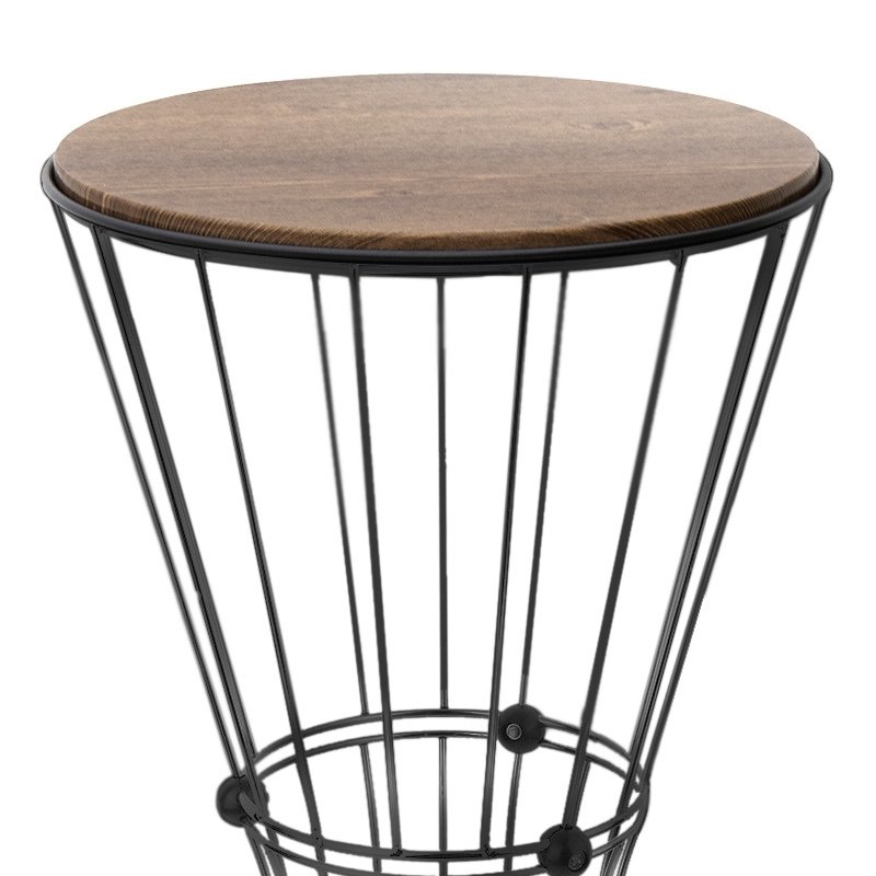 Girene Megapap metallic - Mdf side table in walnut - black color 32x32x58cm.