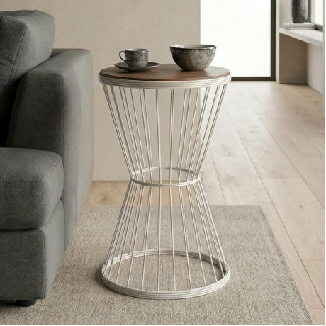 Hoffman Megapap metallic - Mdf side table in walnut - white color 35x35x58cm.