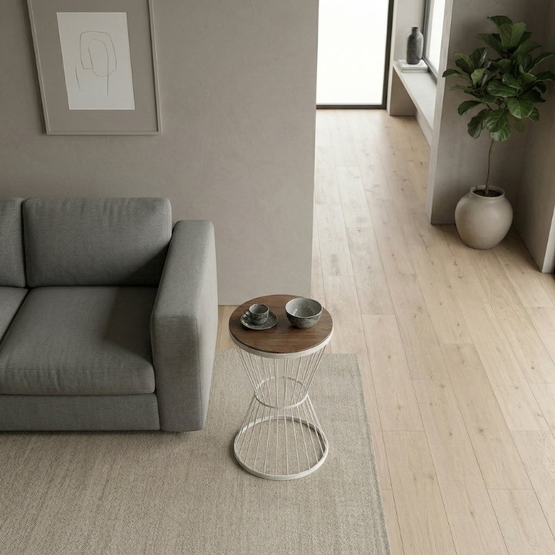 Hoffman Megapap metallic - Mdf side table in walnut - white color 35x35x58cm.