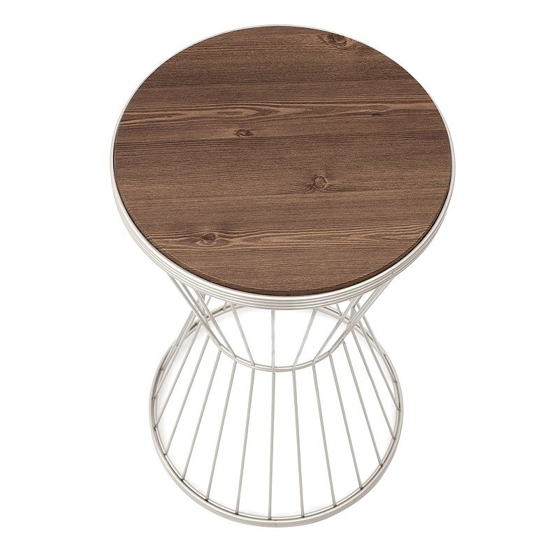 Hoffman Megapap metallic - Mdf side table in walnut - white color 35x35x58cm.