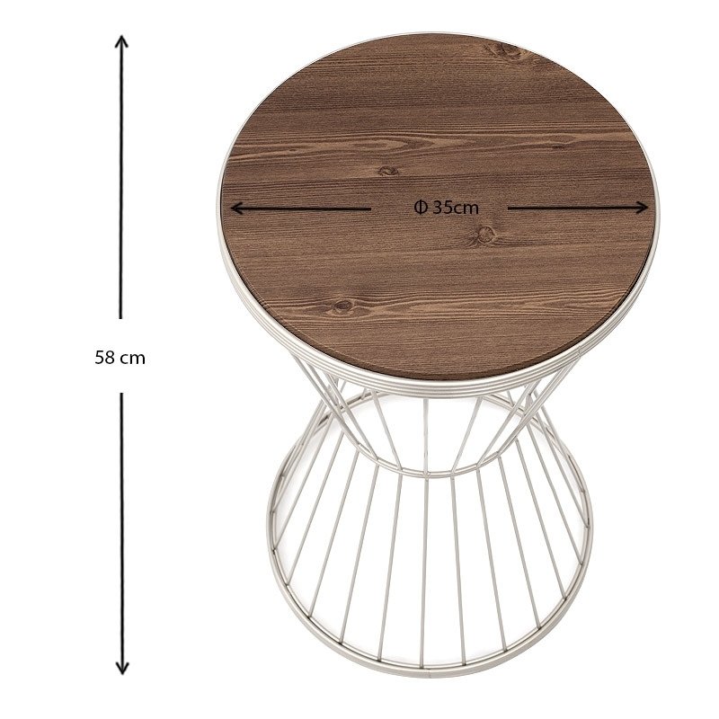 Hoffman Megapap metallic - Mdf side table in walnut - white color 35x35x58cm.